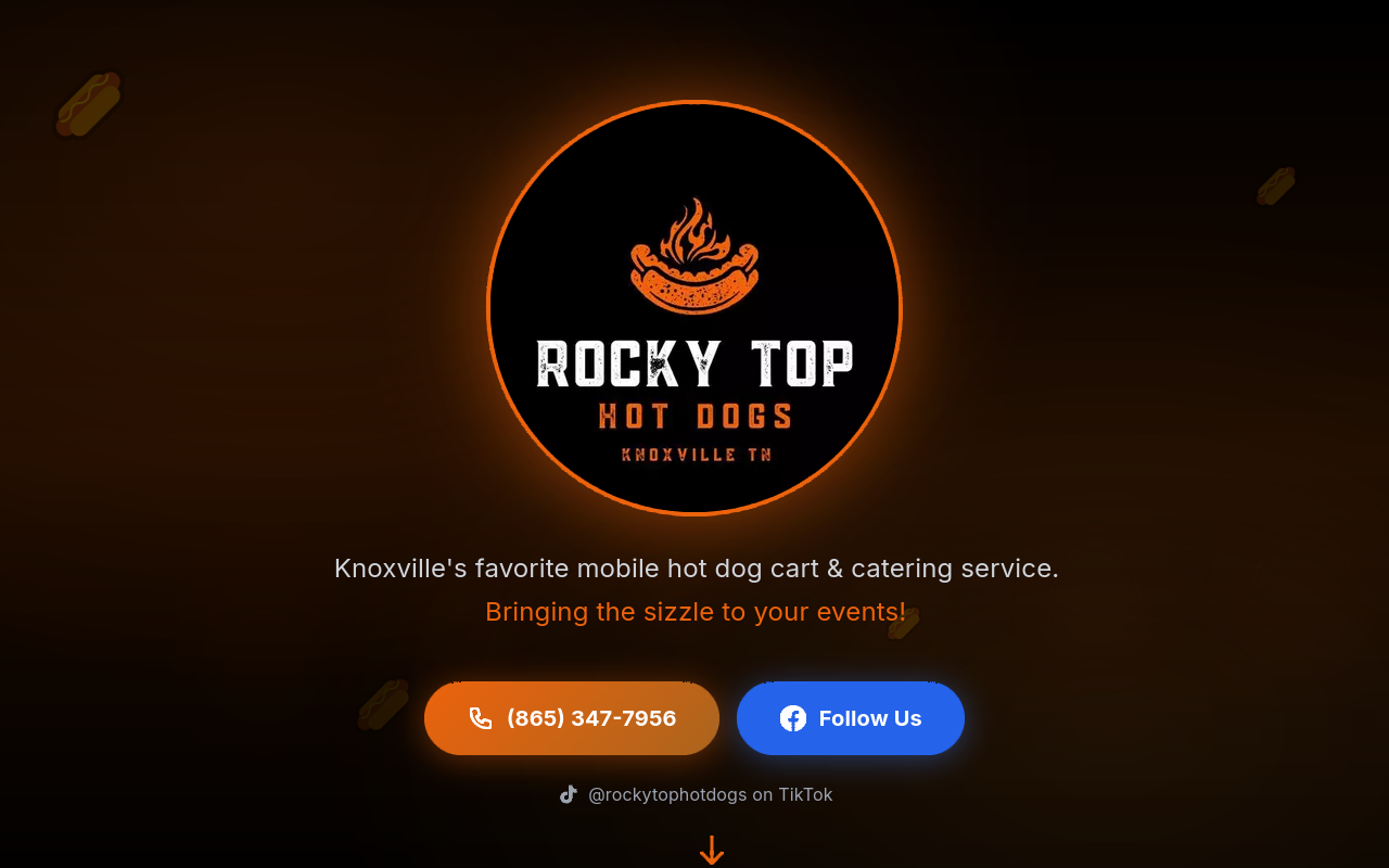 Rocky Top Hot Dogs website screenshot 1