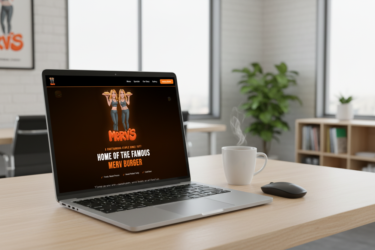 Merv's Restaurant website screenshot 1